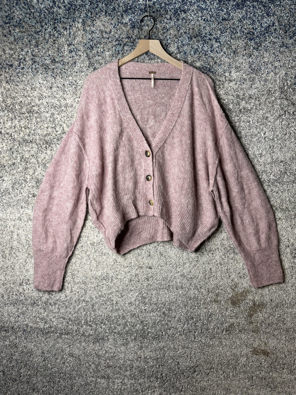 Free People Cardigan Sweater Womens Small Pink Alpaca V Neck Oversized Dolman